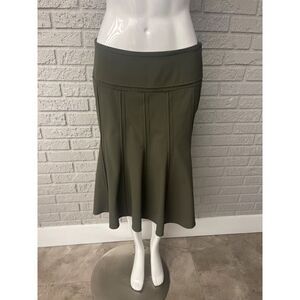 Anne Klein Green Stretch Pleaded Swing Skirt Size 8P